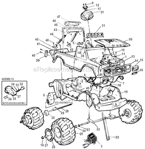 Page A Diagram and Parts List for 76807-9993  Power Wheels Ride-On ATVs